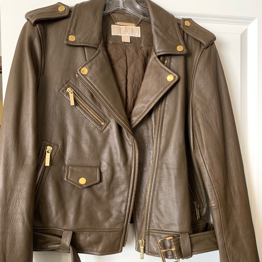 Michael Kors Olive Leather Jacket
